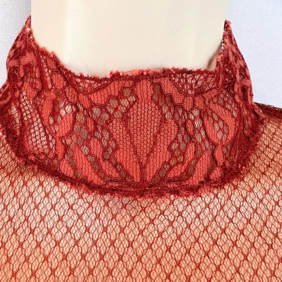 Jonathan Simkhai Burnt Red Lace Illusion Cocktail Dress $695 - Picture 6 of 13